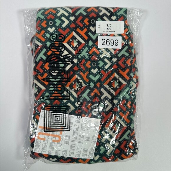 LuLaRoe Kaleidoscope Black Orange White Turquoise Dots Leggings Tall & Curvy TC - Picture 5 of 5